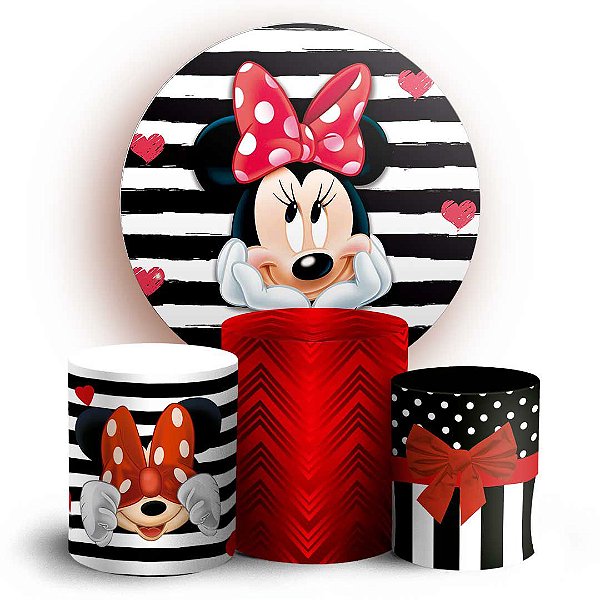 Capas Painel Redondo e Trio Cilindro Sublimado - Minnie