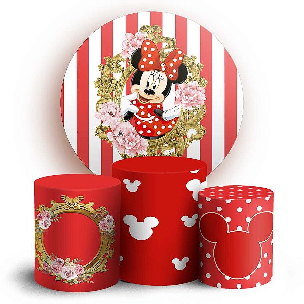 Capas Painel Redondo e Trio Cilindro Sublimado - Minnie
