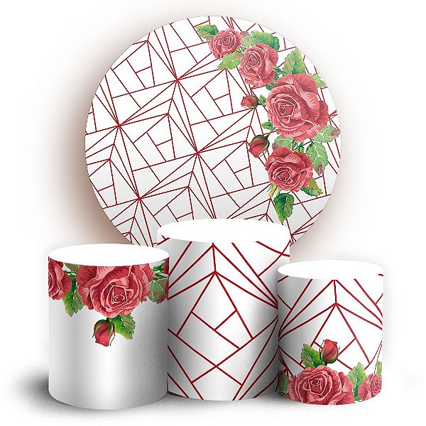 Capas Painel Redondo e Trio Cilindro Sublimado - Floral