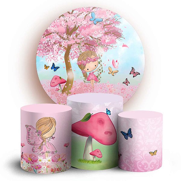 Capas Painel Redondo e Trio Cilindro Sublimado - Fada