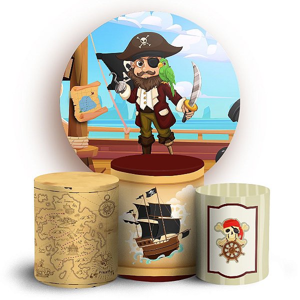 Capas Painel Redondo e Trio Cilindro Sublimado - Pirata