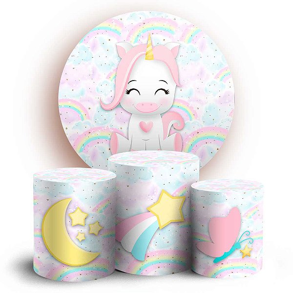 KIT Redondo e Trio - Unicórnio - Sublimado 3D