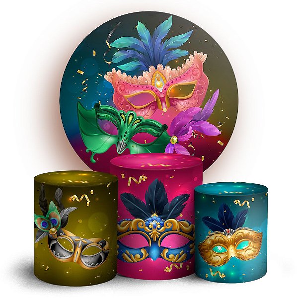 Capas Painel Redondo e Trio Cilindro Sublimado - Carnaval