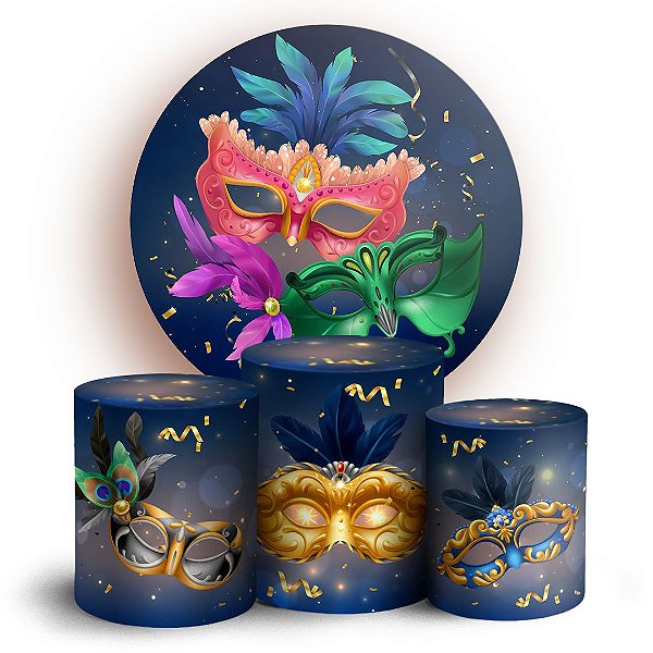 Capas Painel Redondo e Trio Cilindro Sublimado - Carnaval