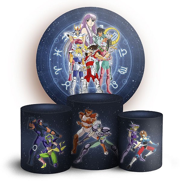 KIT Redondo e Trio - Os Cavaleiros do Zodíaco - Sublimado 3D