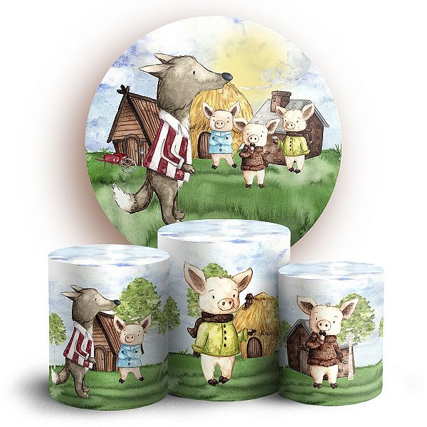 KIT Redondo e Trio - Os 3 Porquinhos - Sublimado 3D