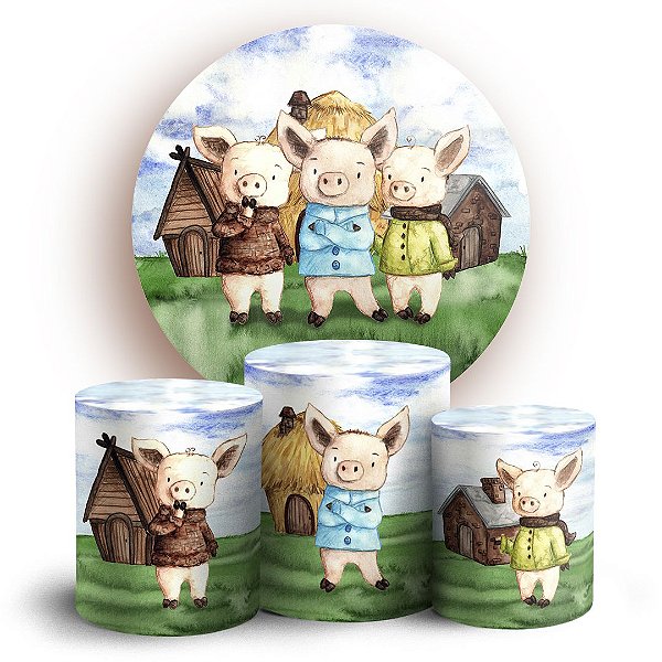 KIT Redondo e Trio - Os 3 Porquinhos - Sublimado 3D