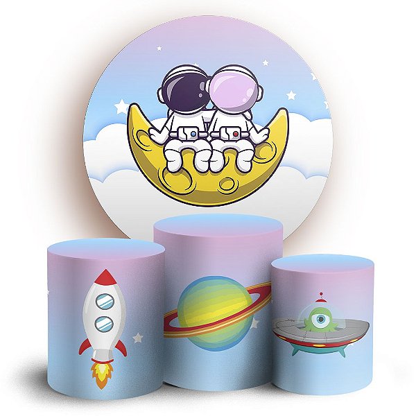 KIT Redondo e Trio - Astronauta - Sublimado 3D