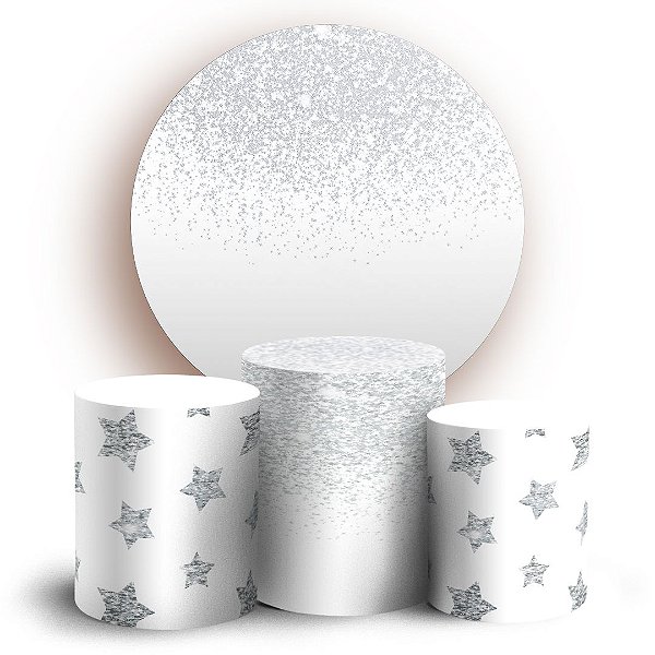 KIT Redondo e Trio - Glitter Branco - Sublimado 3D
