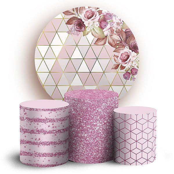 KIT Redondo e Trio - Floral - Sublimado 3D