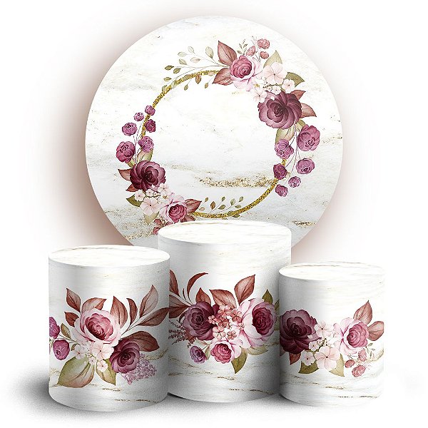 KIT Redondo e Trio - Floral - Sublimado 3D