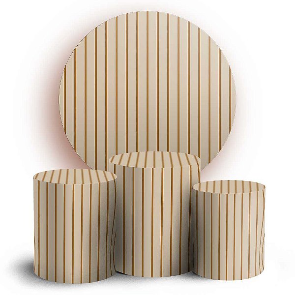 KIT Redondo e Trio - Madeira Ripada - Sublimado 3D