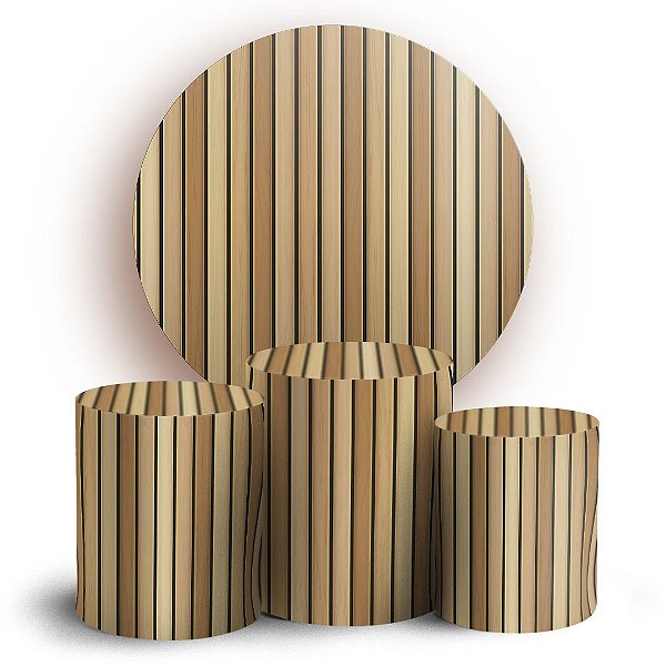 KIT Redondo e Trio - Madeira Ripada - Sublimado 3D