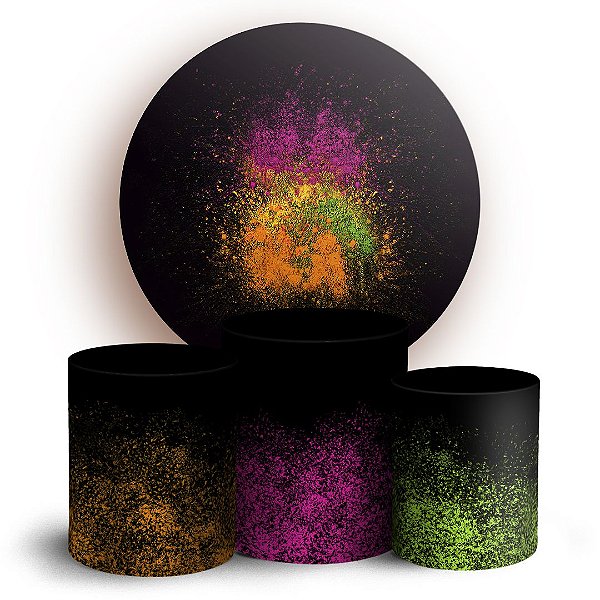 KIT Redondo e Trio - Explosão de Pó Colorido - Sublimado 3D