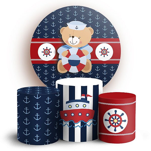 KIT Redondo e Trio - Ursinho marinheiro - Sublimado 3D