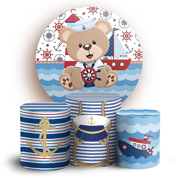 KIT Redondo e Trio - Ursinho Marinheiro - Sublimado 3D