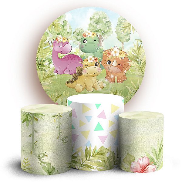 KIT Redondo e Trio - Dinossauro Cute - Sublimado 3D