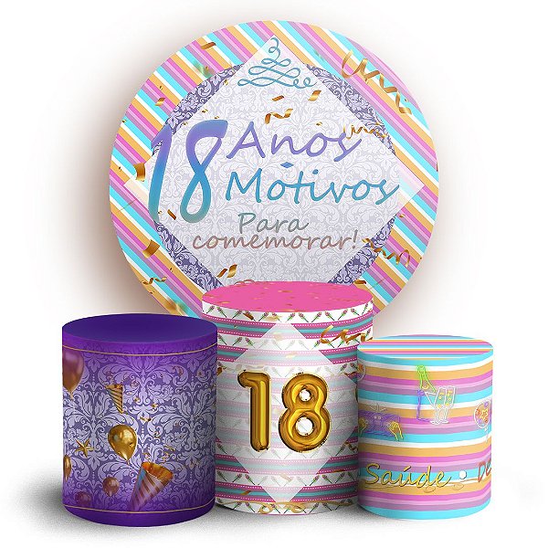 KIT Redondo e Trio - 18 Anos - Sublimado 3D