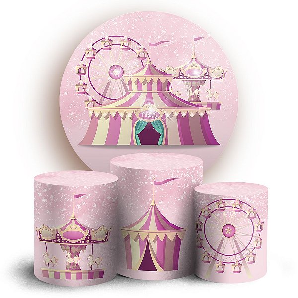 KIT Redondo e Trio - Circo Rosa - Sublimado 3D