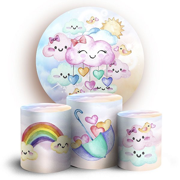 KIT Redondo e Trio - Chuva de Amor - Sublimado 3D