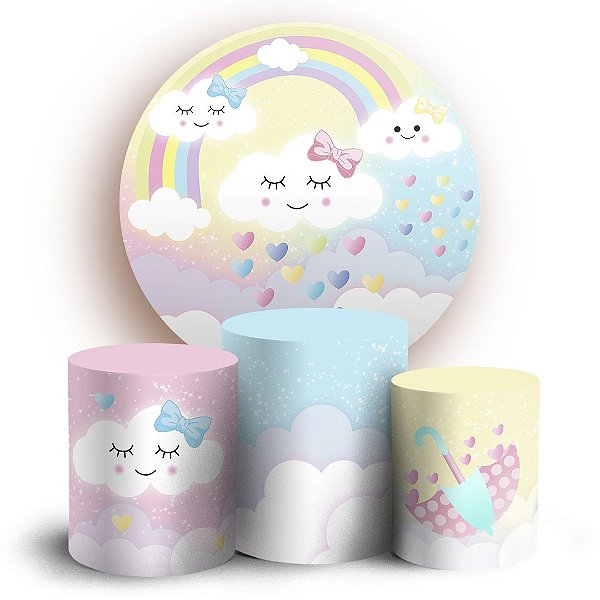 KIT Redondo e Trio - Chuva de Amor - Sublimado 3D