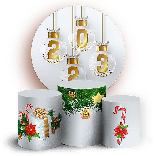 KIT Redondo e Trio - Ano Novo Natal - Sublimado 3D