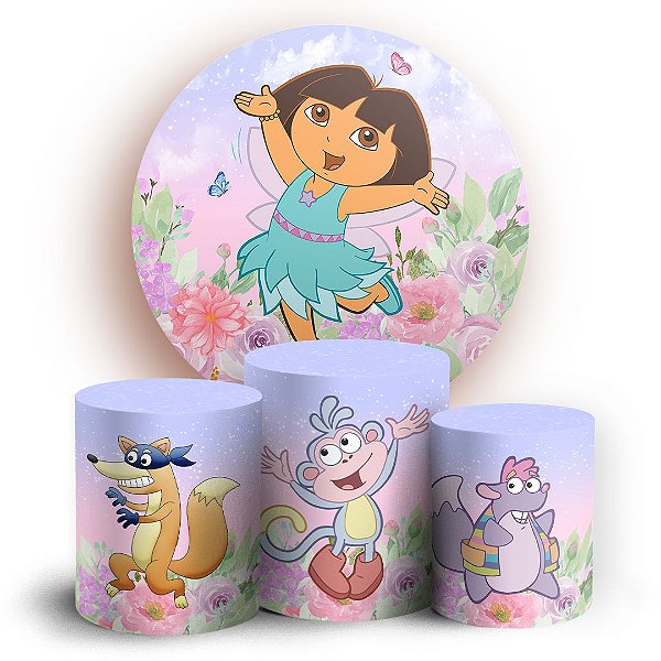 KIT Redondo e Trio - Dora Aventureira - Sublimado 3D