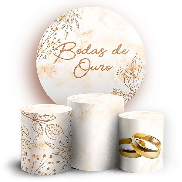 KIT Redondo e Trio - Bodas de Ouro - Sublimado 3D