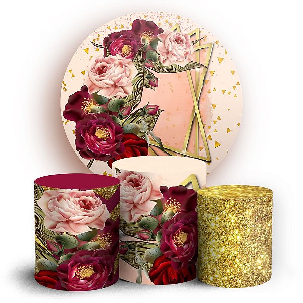 KIT Redondo e Trio - Marsala - Sublimado 3D