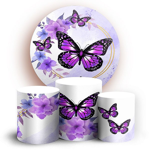 KIT Redondo e Trio - Borboletas - Sublimado 3D