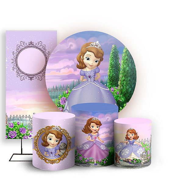 Capas Painel Redondo Trio Cilindro e Faixa Lateral Sublimado - Princesa Sofia