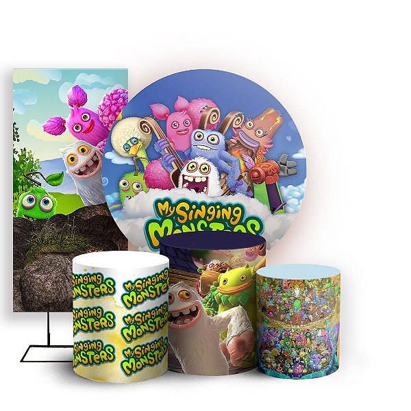 Capas Painel Redondo Trio Cilindro e Faixa Lateral Sublimado - My Singing Monster