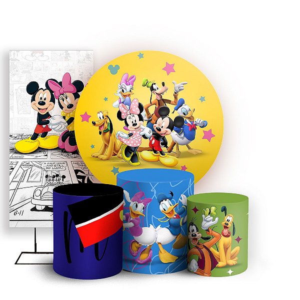 Capas Painel Redondo Trio Cilindro e Faixa Lateral Sublimado - Mickey