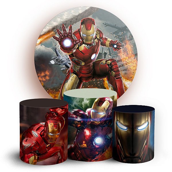 KIT Redondo e Trio - Homem de Ferro  - Sublimado 3D