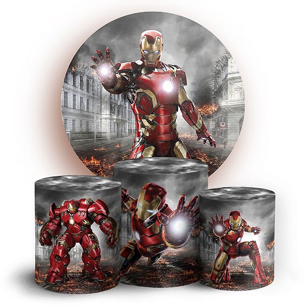 KIT Redondo e Trio - Homem de Ferro  - Sublimado 3D