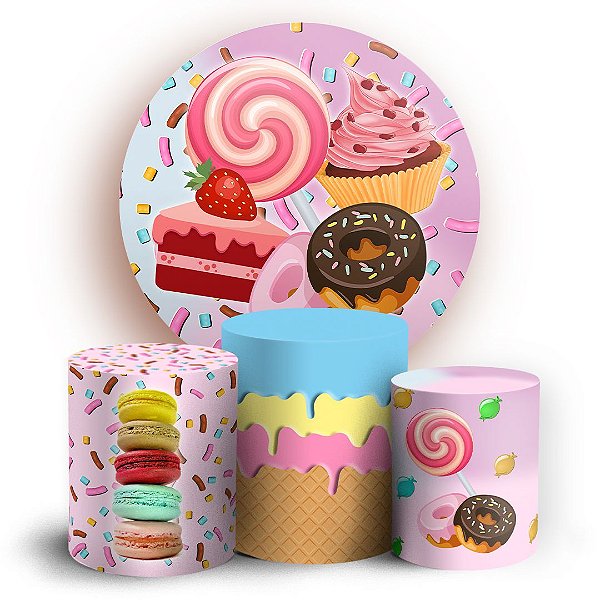 KIT Redondo e Trio - Doces  - Sublimado 3D