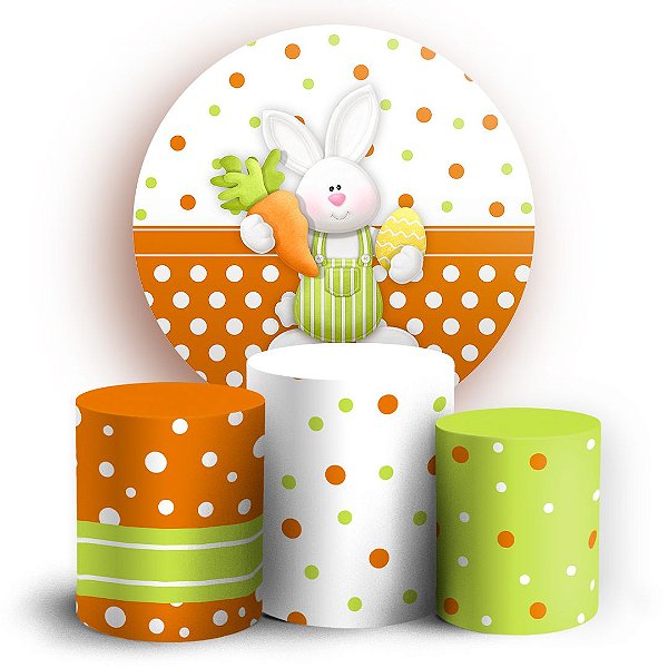 KIT Redondo e Trio - Coelho da Páscoa - Sublimado 3D