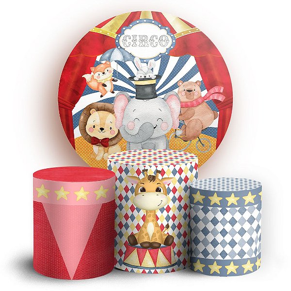 KIT Redondo e Trio - Circo Animais  - Sublimado 3D