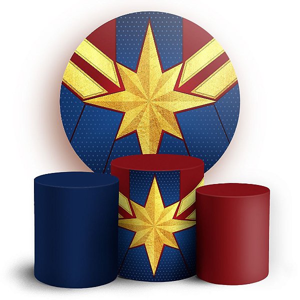 KIT Redondo e Trio - Capitã Marvel  - Sublimado 3D