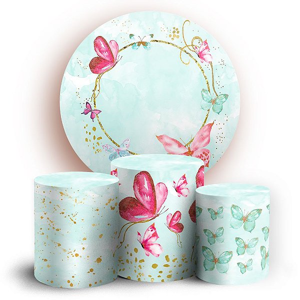 KIT Redondo e Trio - Borboletas Glitter - Sublimado 3D