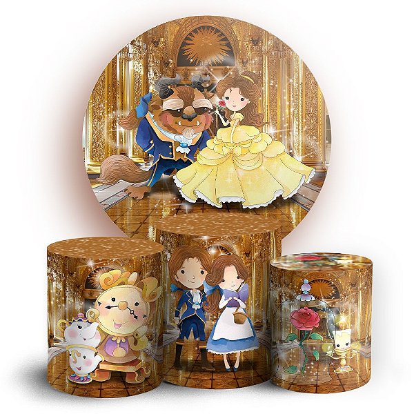 KIT Redondo e Trio - Bela e a Fera  - Sublimado 3D