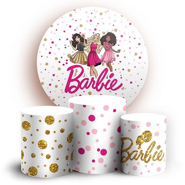 Capas Painel Redondo e Trio Cilindro Sublimado - Barbie