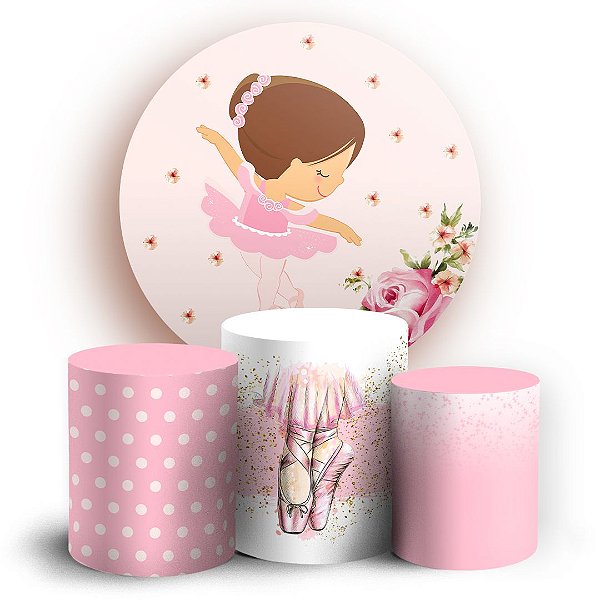 KIT Redondo e Trio - Bailarina Cute  - Sublimado 3D