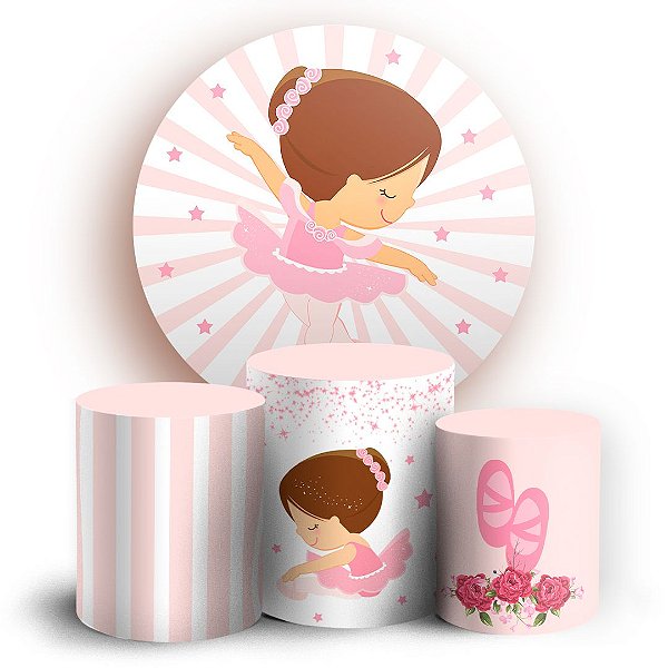 KIT Redondo e Trio - Bailarina Cute - Sublimado 3D