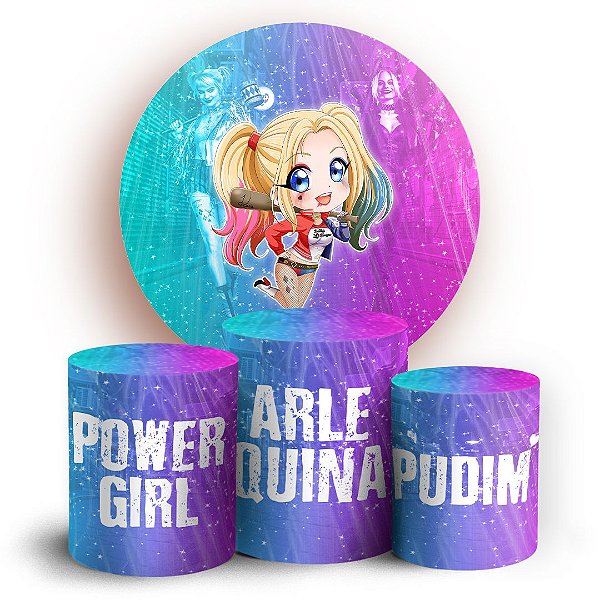 KIT Redondo e Trio - Arlequina Cute  - Sublimado 3D