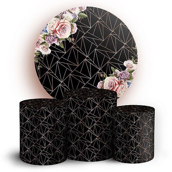 KIT Redondo e Trio - Arabesco Floral  - Sublimado 3D