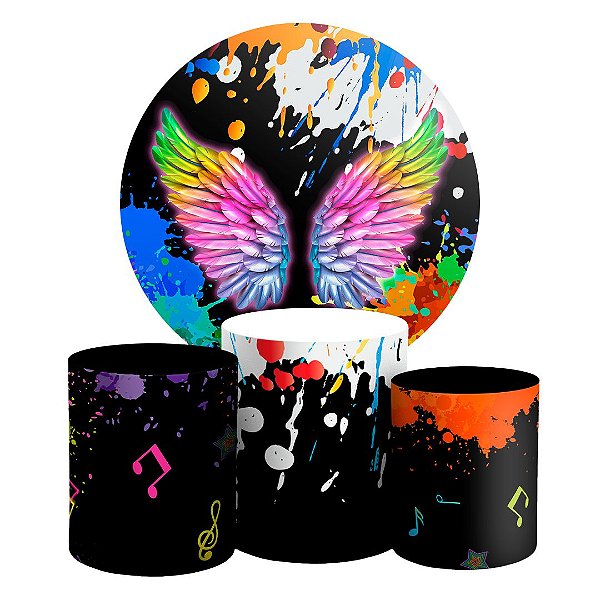 KIT Redondo e Trio - Asas Grunge  - Sublimado 3D