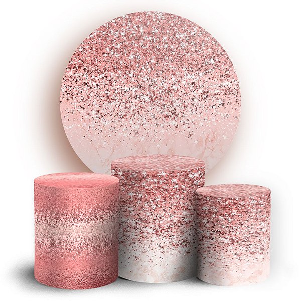 KIT Redondo e Trio - Glitter Rosé  - Sublimado 3D