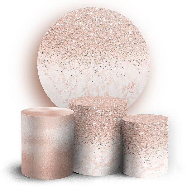 KIT Redondo e Trio - Glitter Rosé  - Sublimado 3D