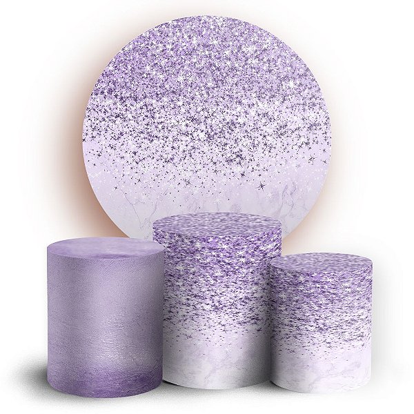 KIT Redondo e Trio - Glitter Lilás  - Sublimado 3D